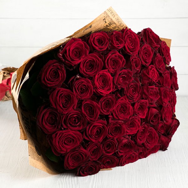 Букет роза красная 51 шт