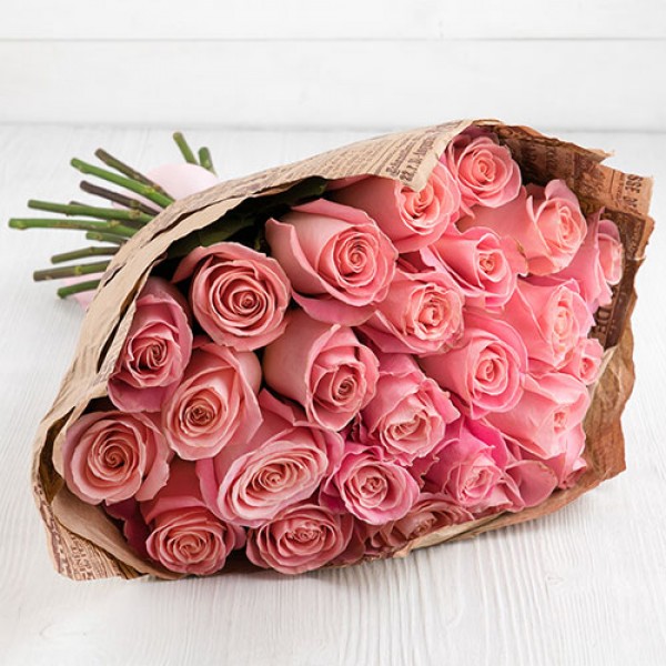 Букет роза розовая 27 шт